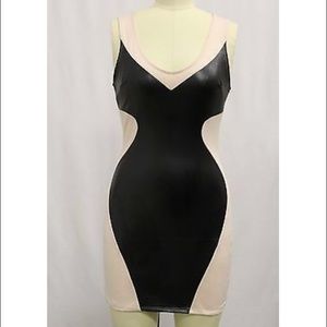 Nasty Gal Black & Nude Faux leather Bodycon Dress